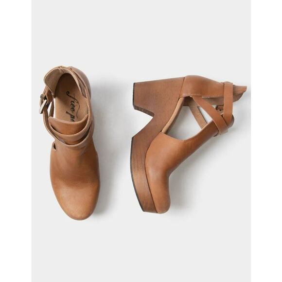 Free People Cedar Leather Buckle Platform Wood Clogs Womens Size 11 Shoes - Picture 3 of 14